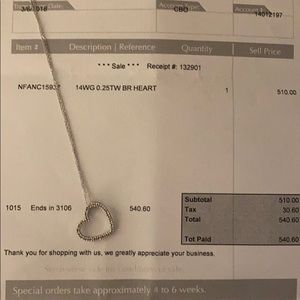 14KWG 0.25TW diamond heart necklace